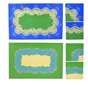 中国积木diy小颗粒积木底板MOC河流军事海岛森林场景海岸线拼装板