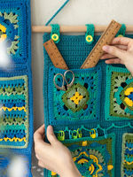 Sister Su Su's home has a green wall for hanging and storing small DIY crocheted items and home decoration wool material bags thumbnail 8