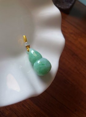 天然a货翡翠绿底飘绿玉福禄葫芦新中式手机链包车挂件绳锁骨吊坠