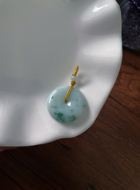 天然a货翡翠飘绿花小孩成人中小平安扣吊坠项链包袋车挂件玉配饰