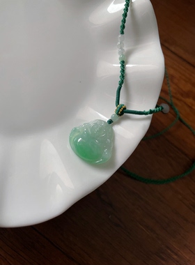 天然翡翠A货玉石冰绿小佛公锁骨链吊坠大肚佛笑佛玉弥勒佛有证书