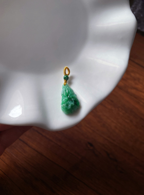 天然翡翠A货招财满绿小白菜遇百生财锁骨链吊坠包包手机链挂件坠