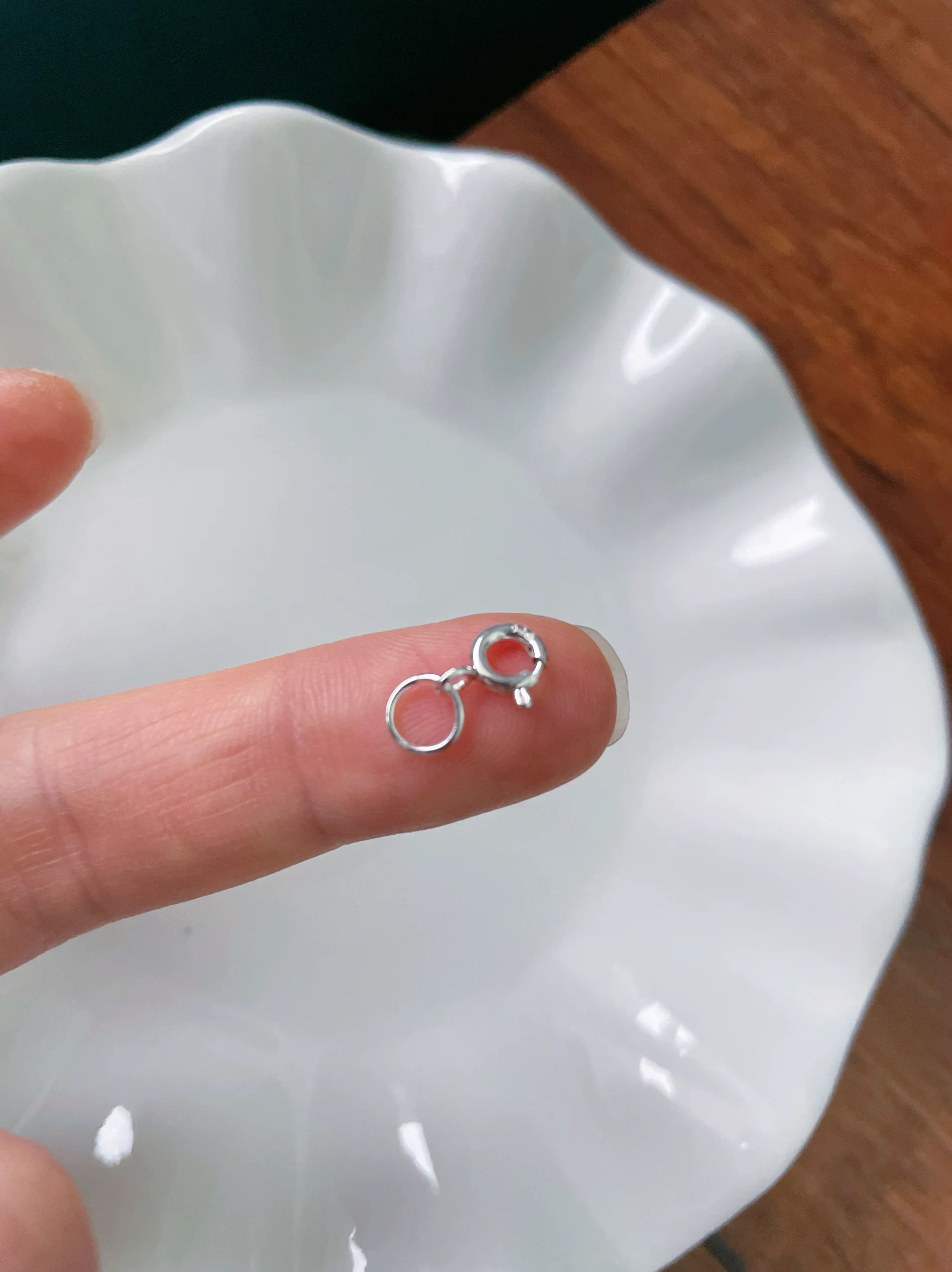 S925纯银素银弹簧扣万能扣圆扣DIY手链提溜挂坠银饰项链扣头配件