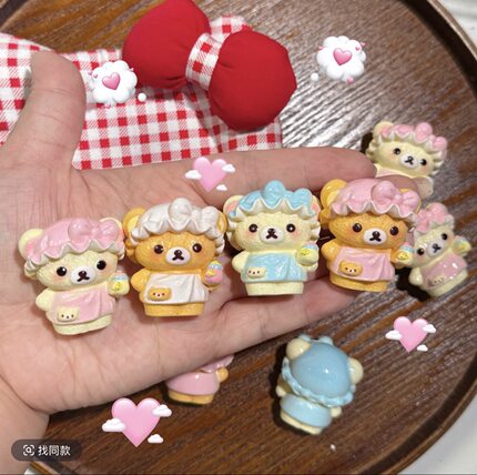 立体浴帽奶瓶轻松熊卡通diy手工饰品包挂手机钥匙扣树脂配件摆件