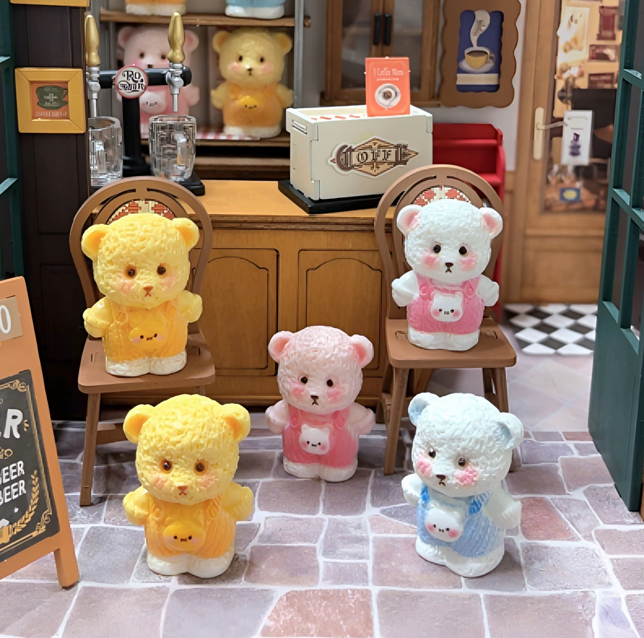 定制背带裤莉娜熊diy食玩奶油胶钥匙扣包挂树脂配件装饰品摆件