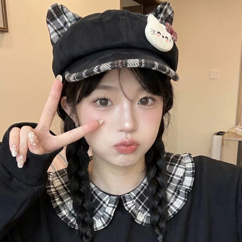 韩系复古八角贝雷帽女秋冬显脸小