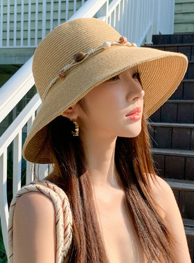 波西米亚民族风大檐防晒草帽女