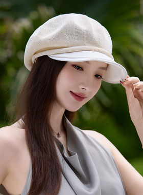 复古宽檐显脸防晒贝雷帽女春夏