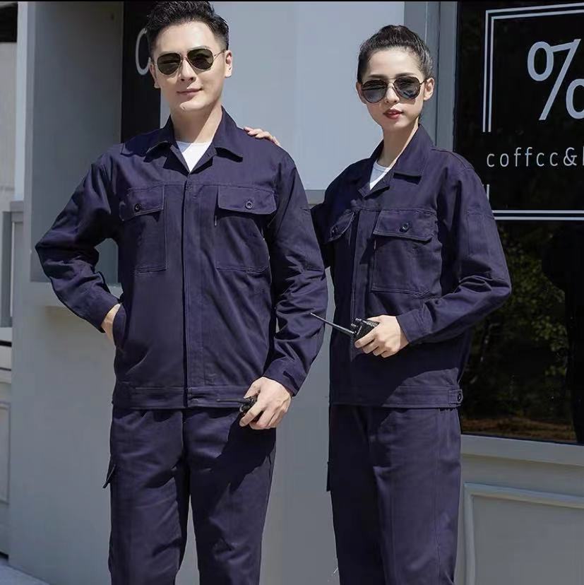 纯棉春季长袖工作服套装男机修汽修支持和定做反光条防烫上衣薄款