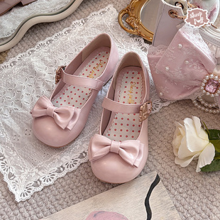 【定金11团】抱抱熊光泽色中低跟 绵羊泡芙Lolita小熊蝴蝶结单鞋