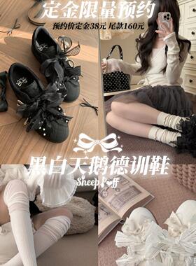 【现货】正品黑白天鹅绵羊运动德训鞋原创lo跑蕾丝少女日系运动鞋