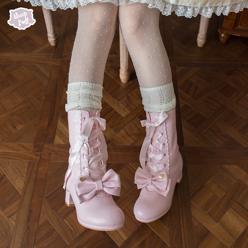 【现货】雪团子 绵羊泡芙Lolita可拆毛边保暖可爱秋冬短靴