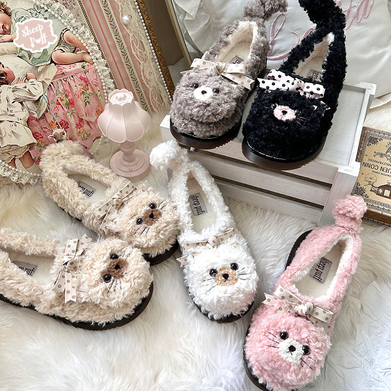 【现货】猫卷卷 绵羊泡芙原创Lolita冬季保暖加绒单鞋