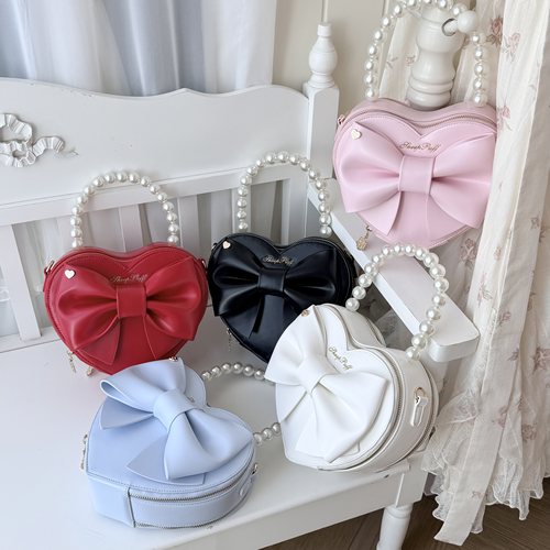 【收藏】珍珠甜心lolita包优雅可爱蝴蝶结爱心包甜娘手提斜跨包