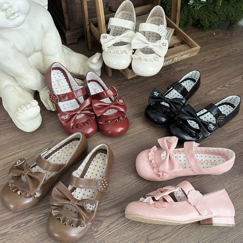 【收藏满600开定】曲奇糖 绵羊泡芙Lolita魔术贴可爱低跟单鞋