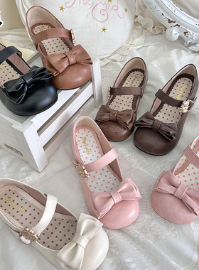 【现货】抱抱熊哑光做旧 绵羊泡芙Lolita小熊金属扣单鞋