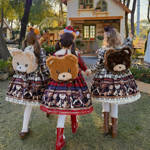 【收藏】毛绒熊头lolita可爱双肩单肩包绵羊泡芙原创