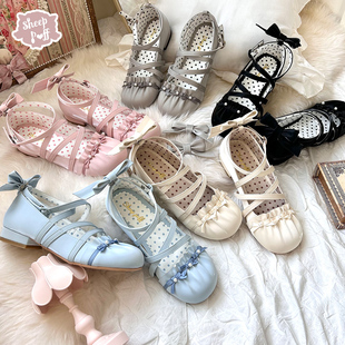 绵羊泡芙Lolita丝光圆头少女优雅单鞋 贝壳芭蕾 现货