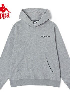 Kappa卡帕套头帽衫男运动卫衣休闲上衣灰色长袖外套K0D12MT06