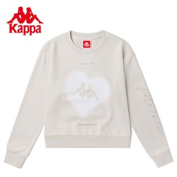 Kappa卡帕套头衫2022新款春女运动卫衣休闲外套圆领爱心印花上衣