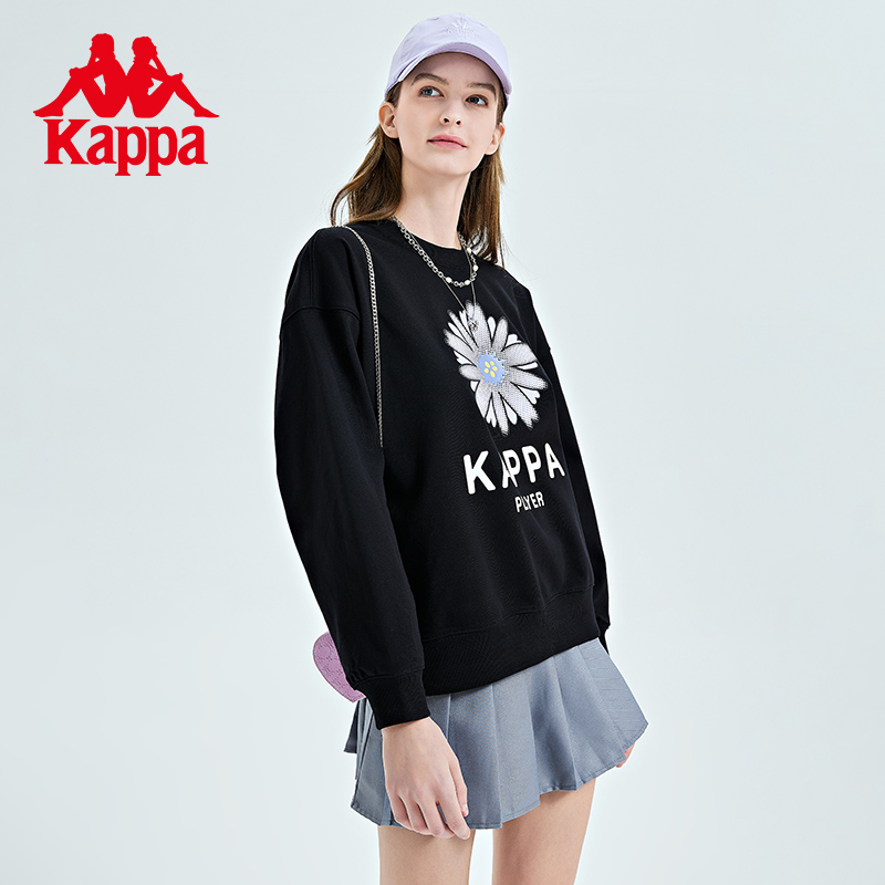 Kappa卡帕套头衫新款女春运动卫衣休闲印花长袖圆领外套上衣