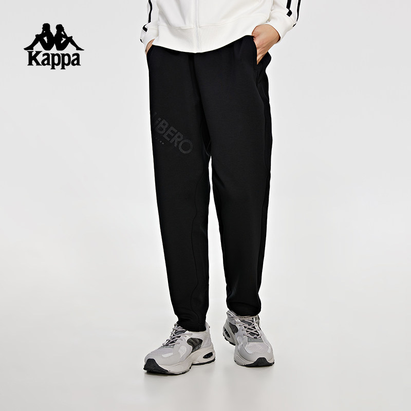 kappa卡帕背靠背运动裤新款男简约黑色休闲裤子字母印花小脚卫裤