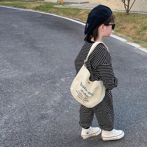韩版儿童包包时尚复古帆布单肩包洋气男女童斜挎包宝宝外出收纳包