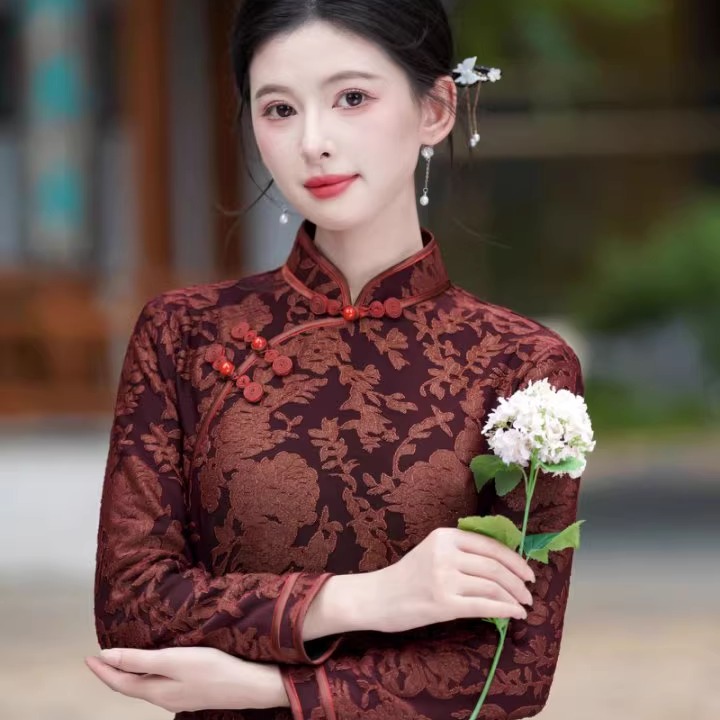 2025新款高档妈妈气质旗袍连衣裙