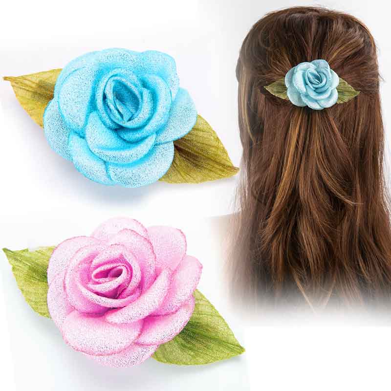 顶夹绢纱花朵一字中号百搭发卡子