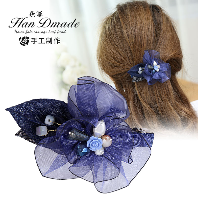 韩国蕾丝花朵饰品水晶发夹