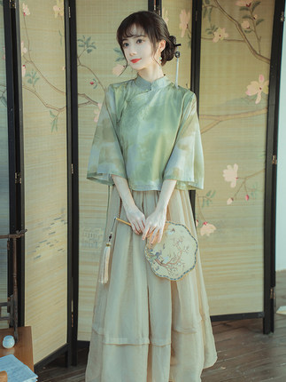 新中式禅意茶服旗袍女日常改良汉服文艺国风复古小洋装连衣裙春夏