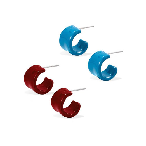 原创设计S925银珐琅小耳圈女