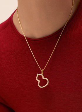 福禄葫芦镶钻吊坠项链女