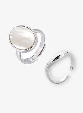 白贝母开口戒指套装组合女