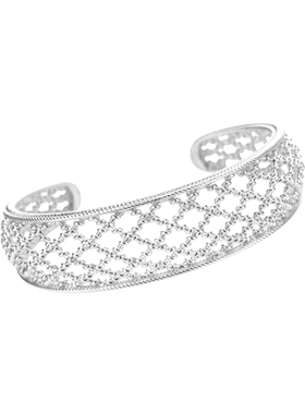 镂空网格纹素圈开口手镯女