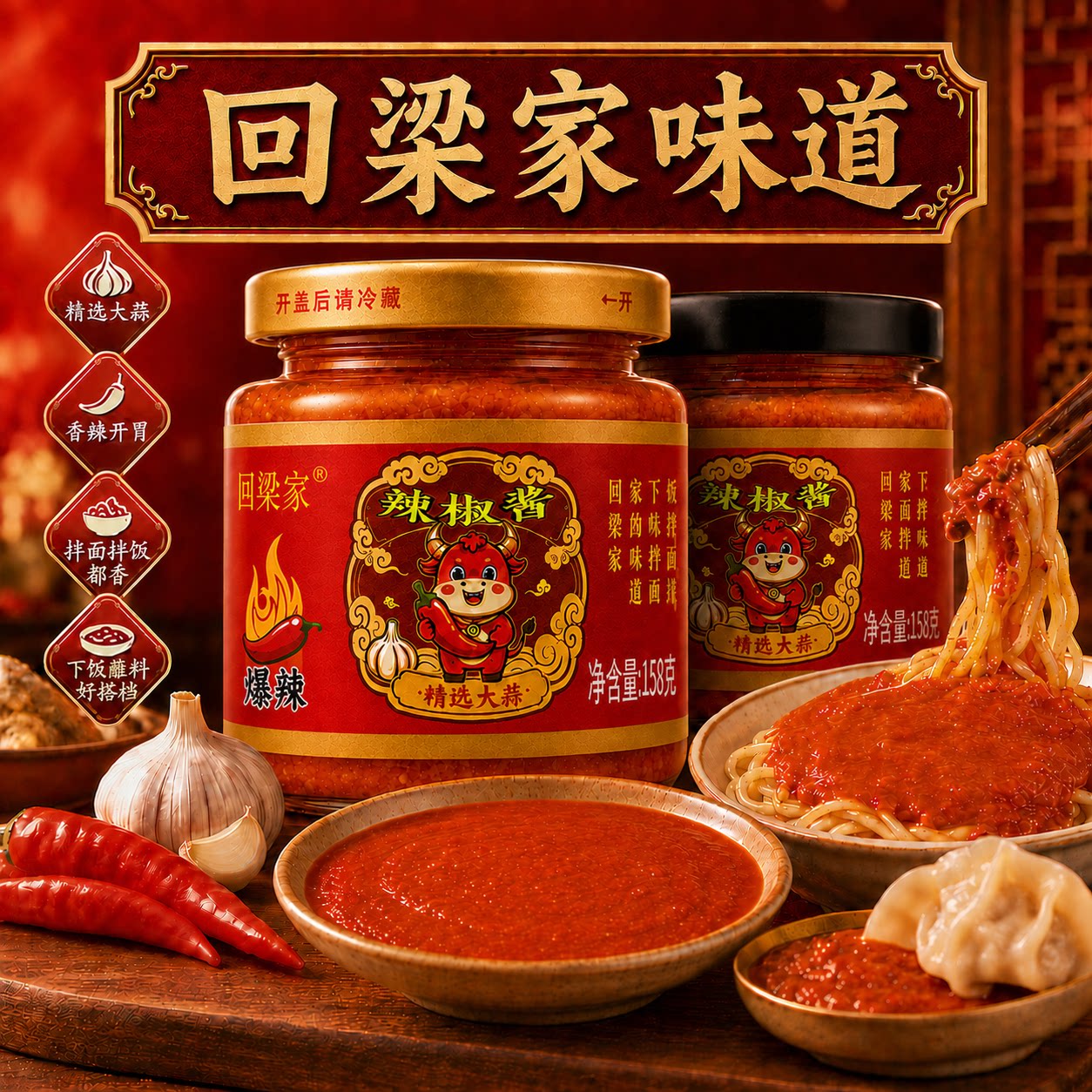 安徽传统手工特辣超辣辣椒酱原味开胃下饭拌面蒜蓉香辣无油调味品