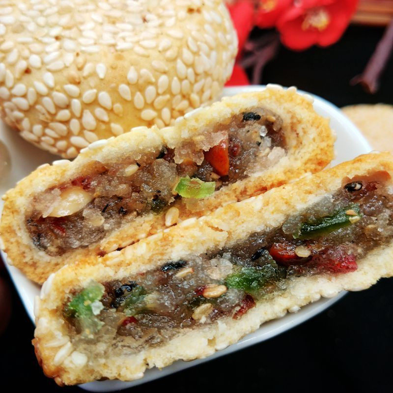 传统手工老式麻饼五仁味黑芝麻味月饼下午茶追剧儿时记忆代餐零食