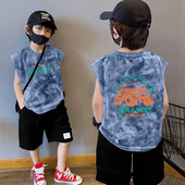 男童夏季 体恤 上衣帅气无袖 卡通背心t恤2025新款 夏天洋气儿童时尚
