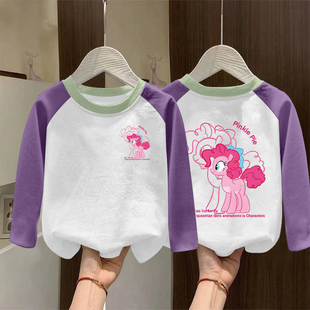 甜美百搭可爱卡通舒适上衣女童长袖 外穿儿童T恤2025春秋季 新款