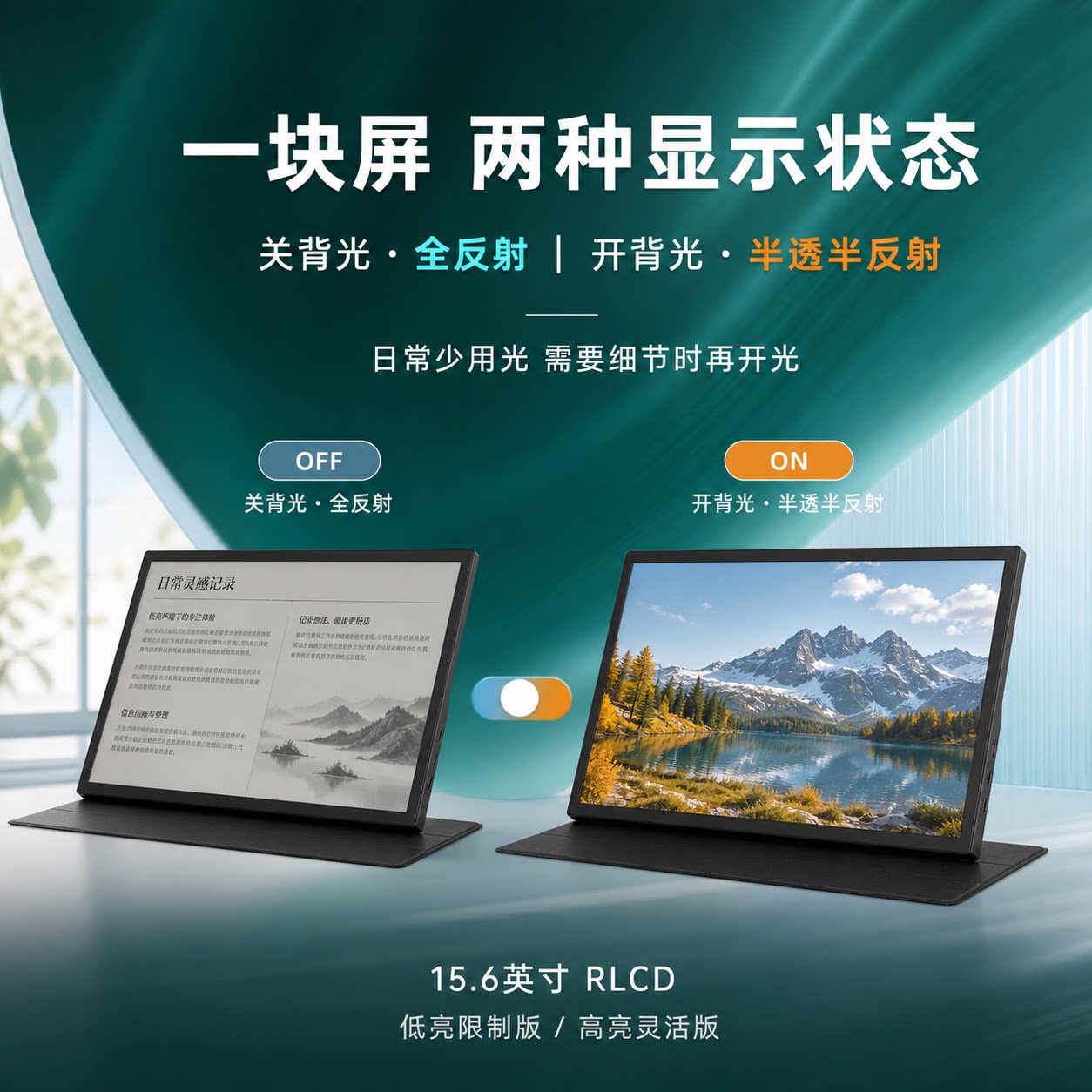 租赁干眼症专用15.6寸半透半反显示器|rlcd显示器|自然光显示器图片