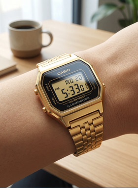 卡西欧 YOUTH不锈钢表带小金块复古石英复古休闲手表LA-680WG-1 9