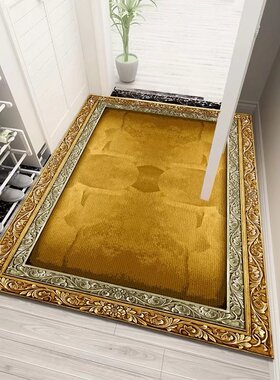 定制金钻绒地毯土黄色耐脏客厅卧室轻奢入户门垫门口欧式进门地垫
