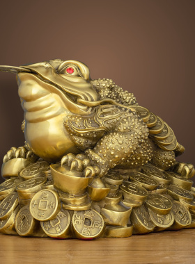 黄铜金蟾招财摆件三足蟾蜍家居客厅酒柜办公桌装饰品店铺开业送礼