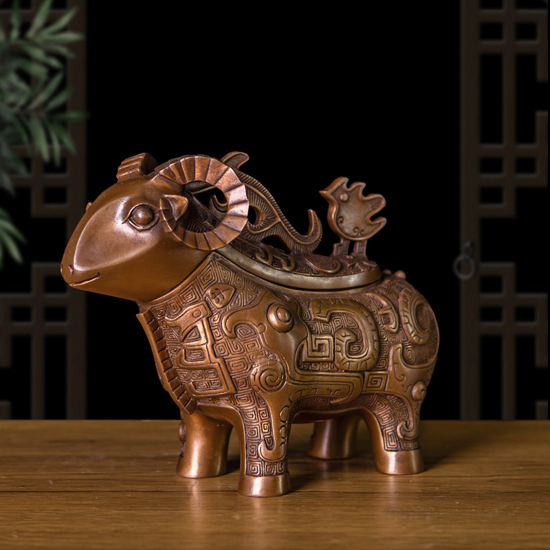 羊觥羊尊仿古青铜器中式摆件客厅家居办公室桌面青铜鼎装饰工艺品,家居饰品,装饰摆件,淘宝优惠券,粉丝福利购,淘宝优惠卷