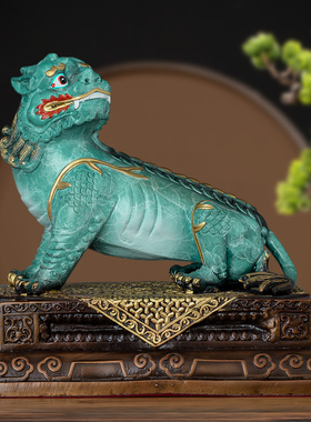 彩铜谛听摆件九华山地藏王菩萨坐骑招财善听家居客厅办公室装饰品