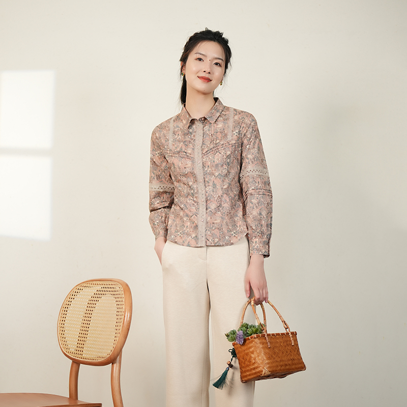 风琴褶原创衬衫百搭布符