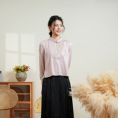 小立领长袖 刺绣旗袍上衣提花中式 上衣中国风女 新品 布符年秋季