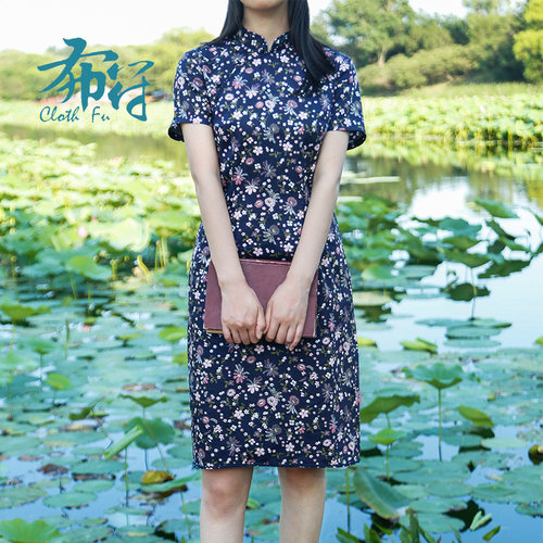 布符新款修身中长款休闲时尚改良版轻中式民国传统旗袍女