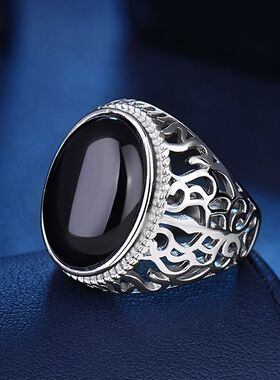 【清仓款】厂家批发仿玛瑙男款戒指个性简约男士仿翡翠玉髓宝石戒