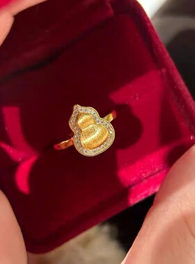 意大利拉丝葫芦戒指女老钱风复古轻奢高级感法式招财福禄指环新品
